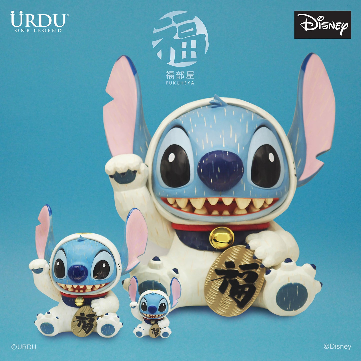 URDU / Disney Fukuheya Maneki Neko - Stitch (Original)(45cm)